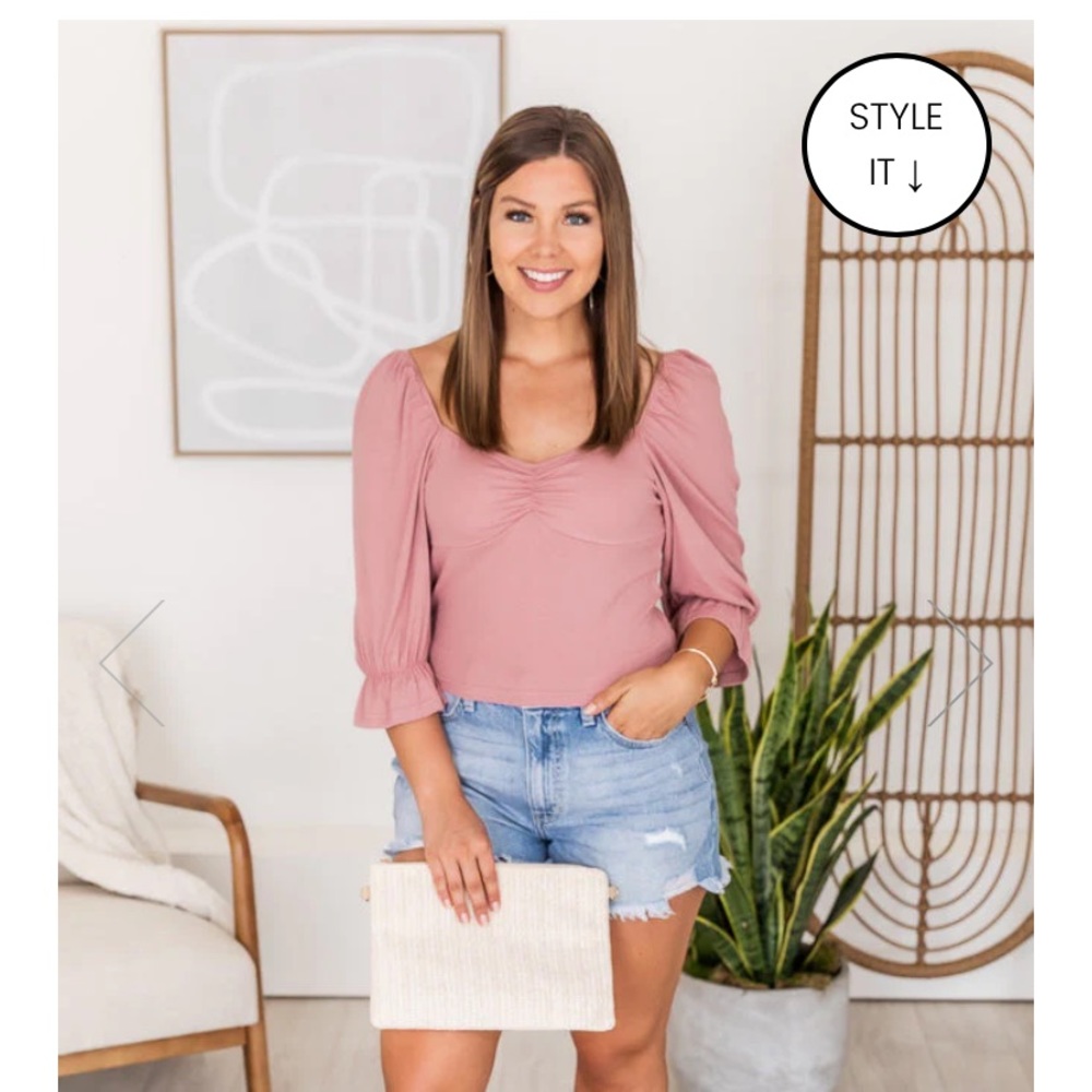 Pink Lily Parkside Picnic Pink Blouse